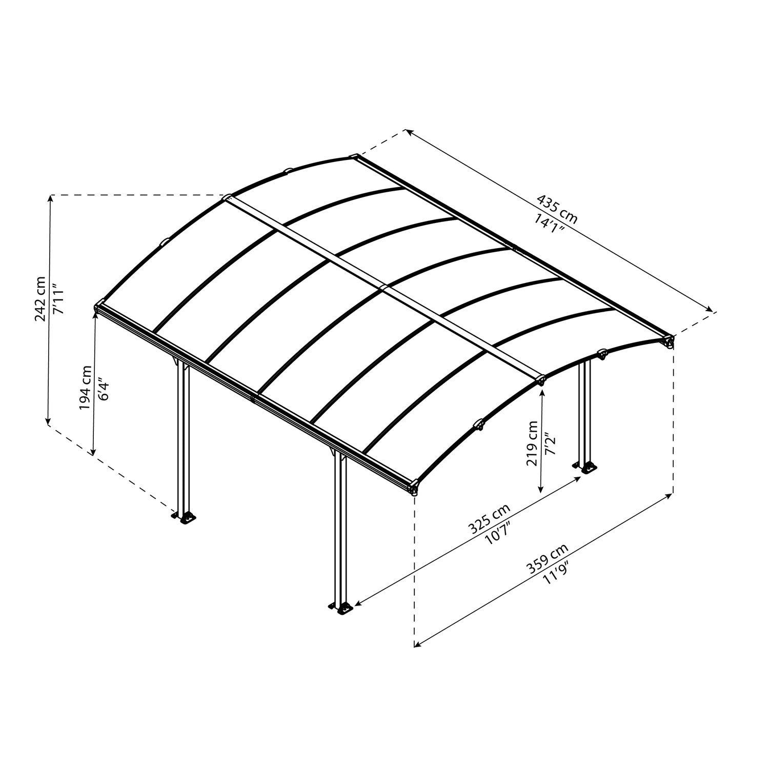 Palram Canopia | Arcadia 5000 Carport 12x14x8 ft - HG9115