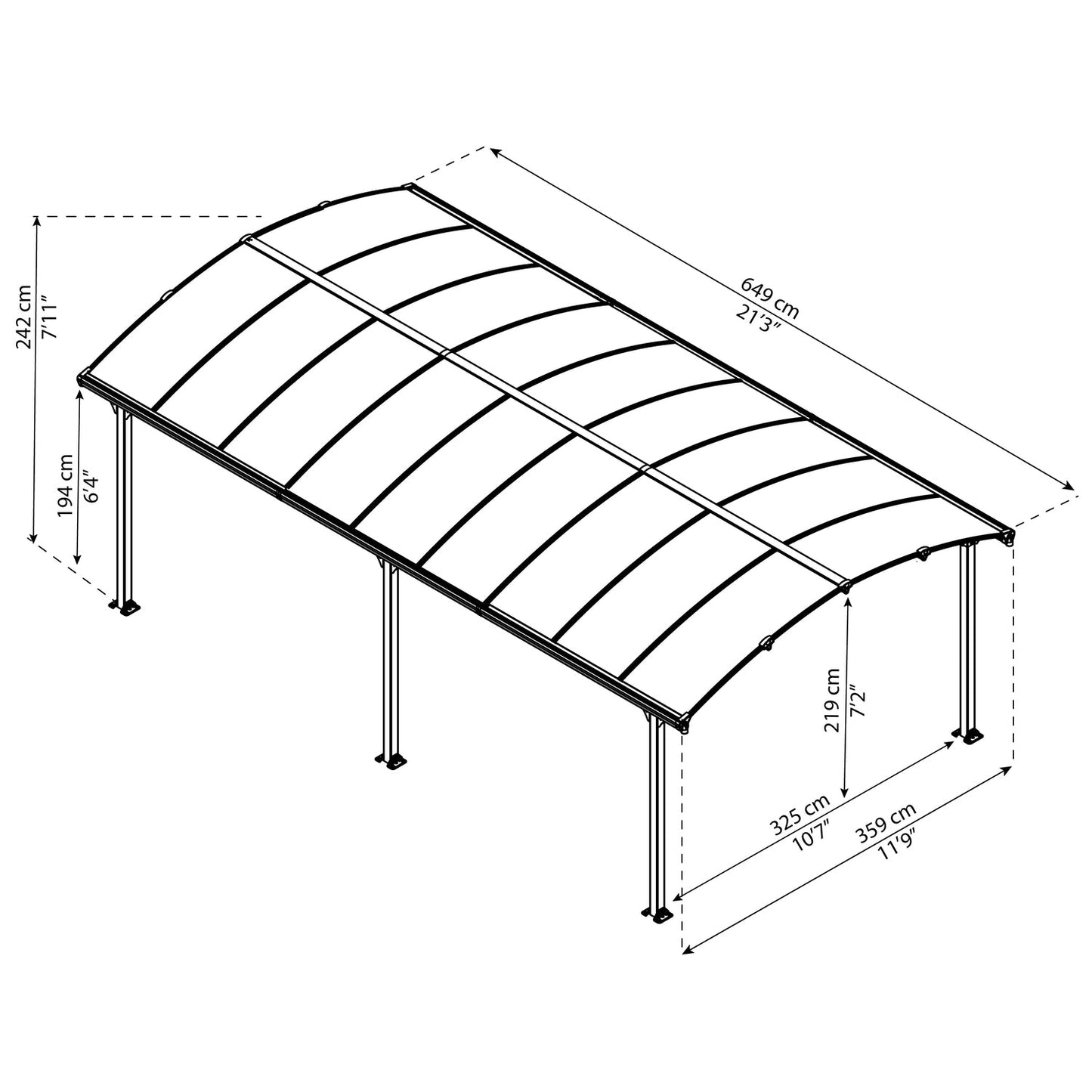 Palram - Canopia | Arcadia 5000 Carport 12x21x8 ft - HG9117