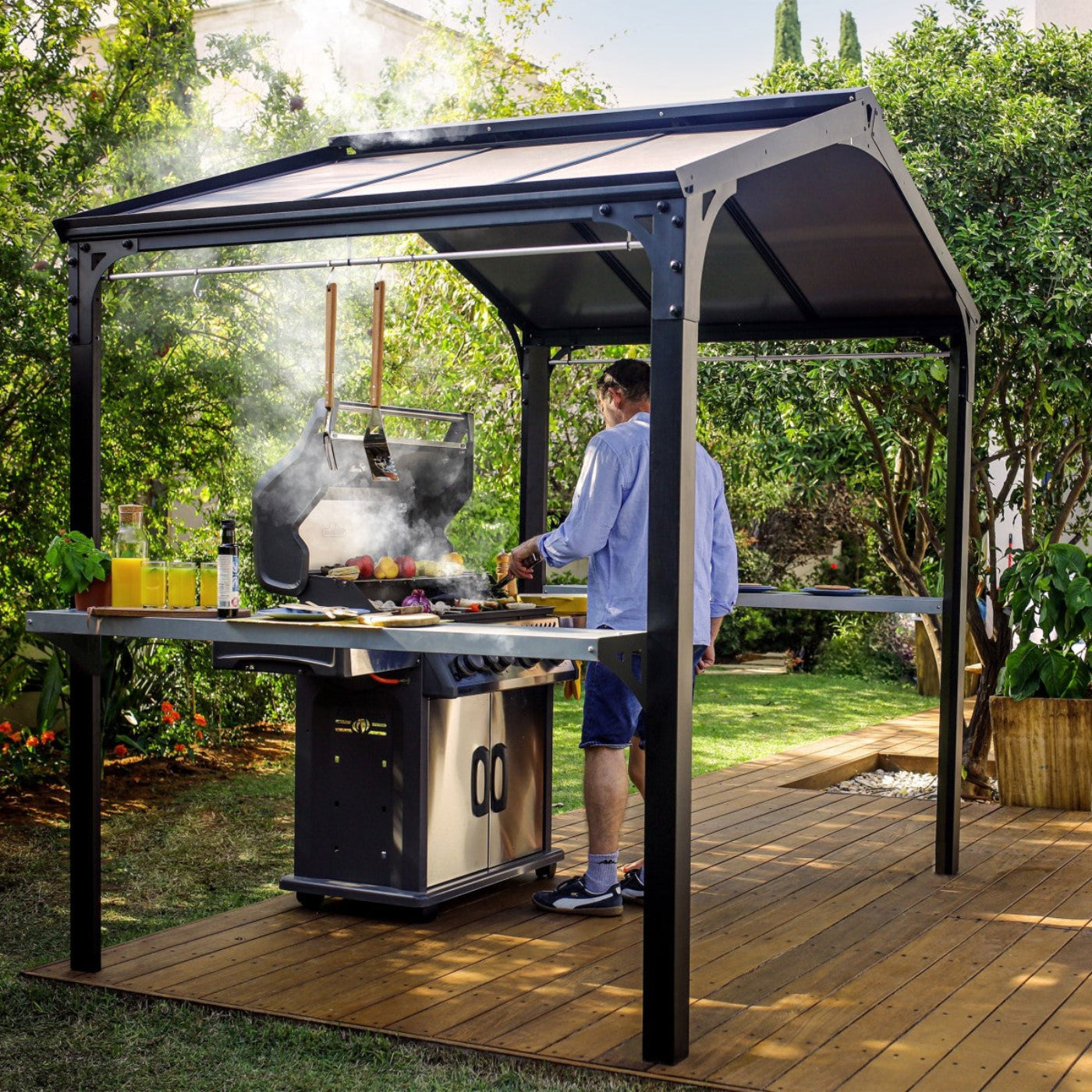 Palram - Canopia | Austin BBQ Gazebo – Premium All-Weather Grill Shelter - HG9177