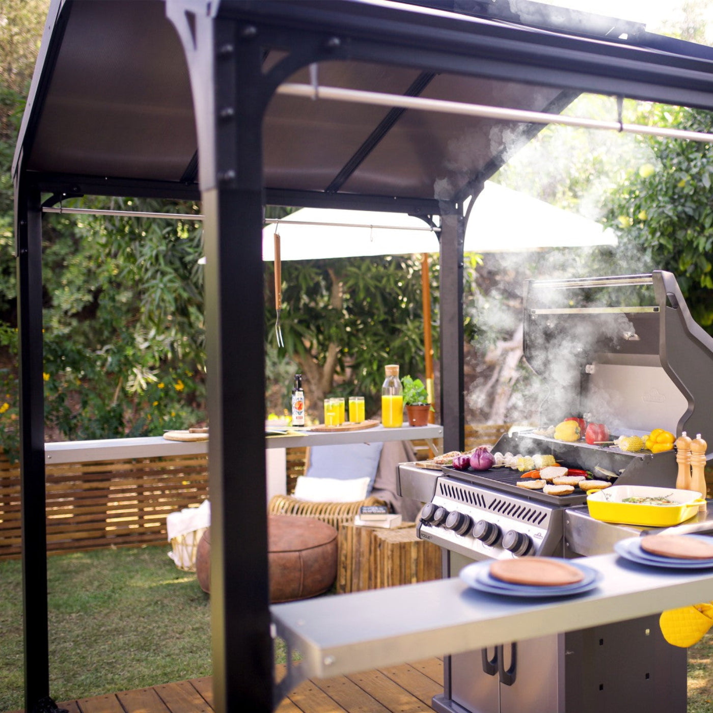 Palram - Canopia | Austin BBQ Gazebo – Premium All-Weather Grill Shelter - HG9177