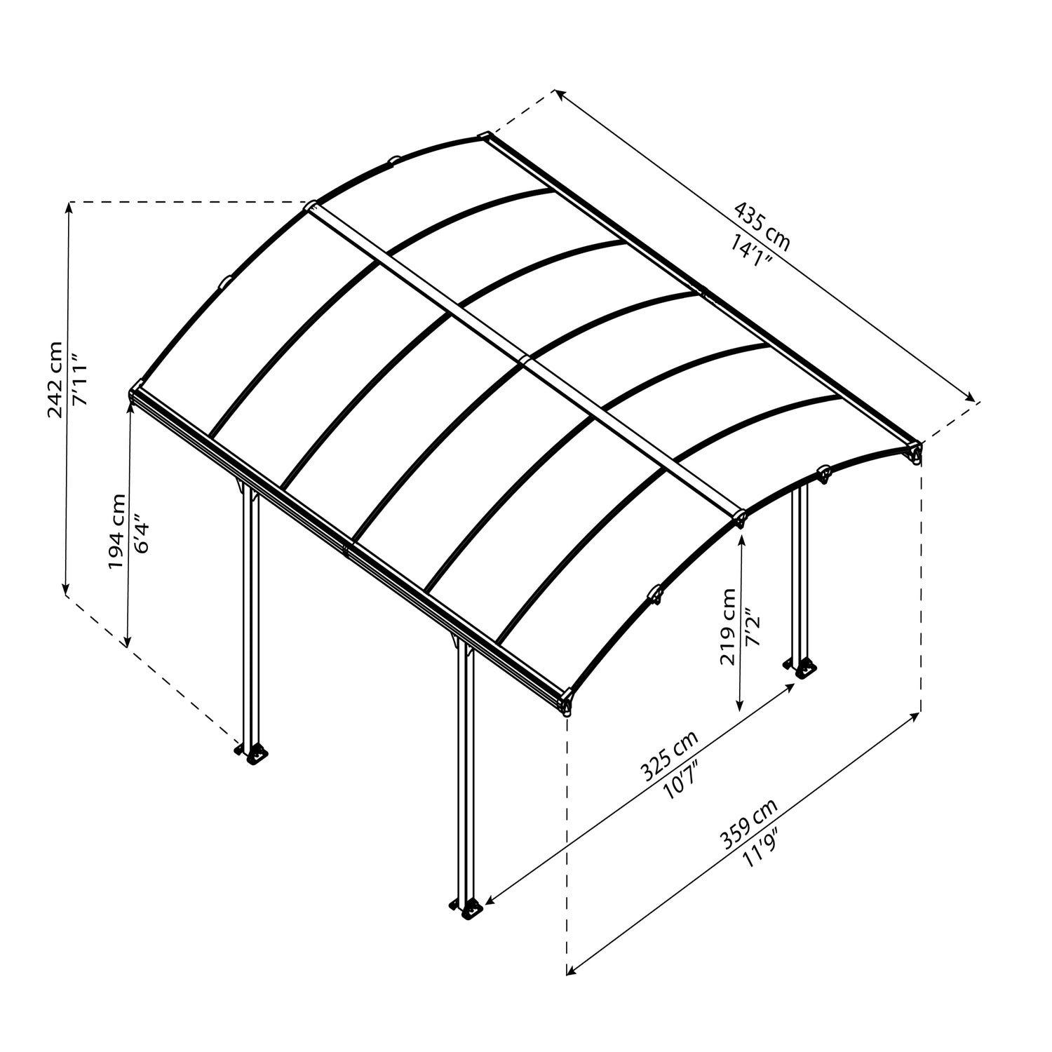 Palram Canopia | Tucson 4300 12x14 Ft Gazebo Gray - HG9161