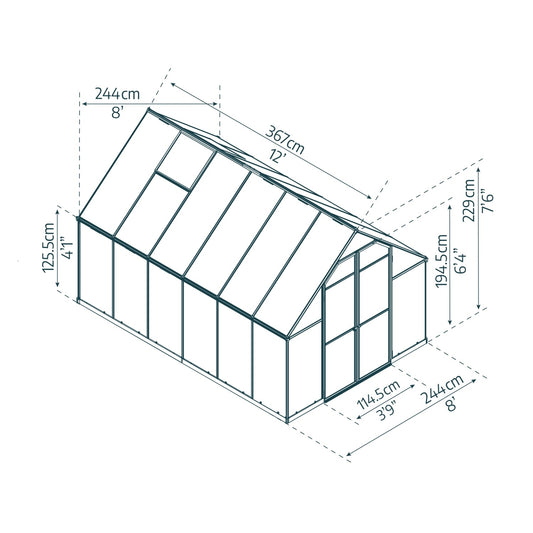 Palram Canopia | Essence Greenhouse Kit Silver With 4mm Twin-wall Polycarbonate Glazing - HG5812