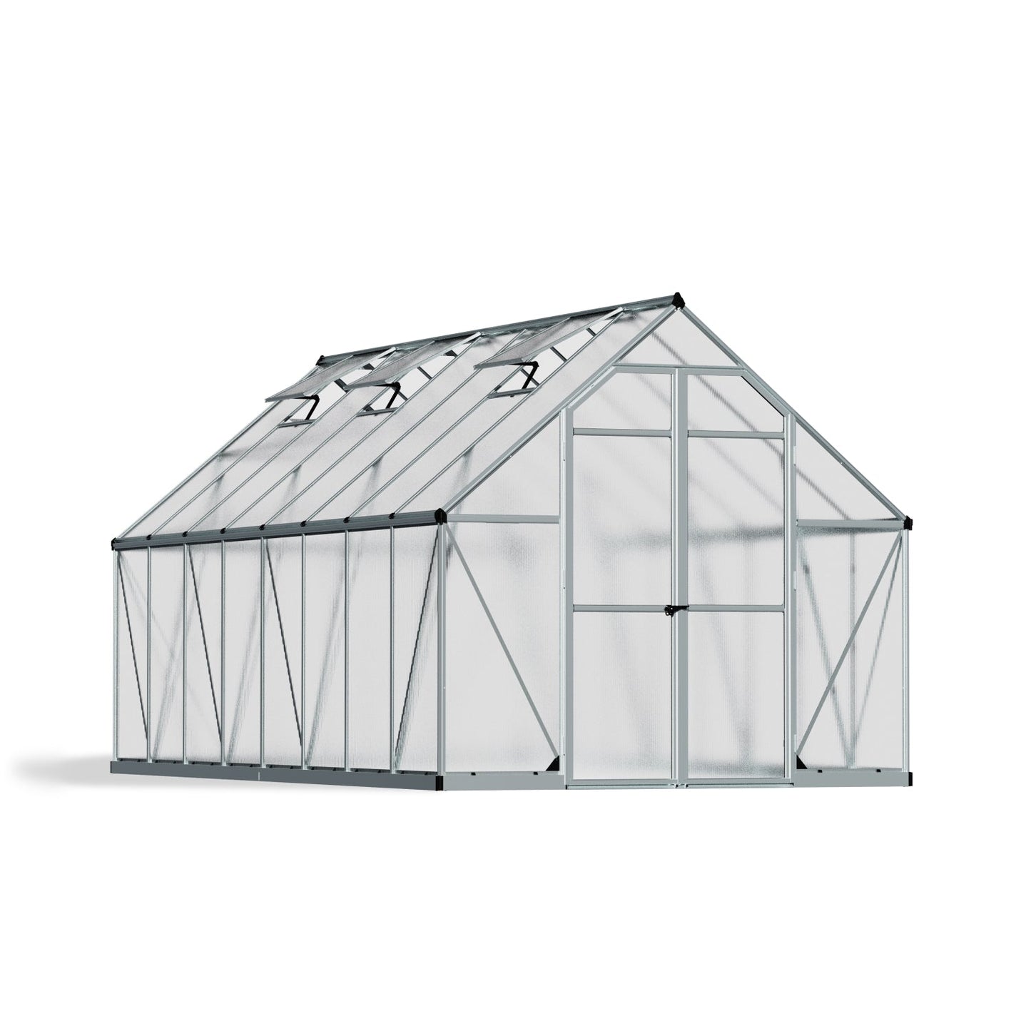 Palram - Canopia | Essence Greenhouse Kit - Silver With 4mm Twin-wall Polycarbonate Glazing - HG5812