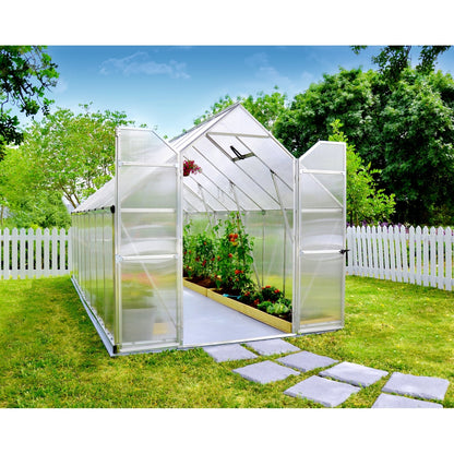 Palram - Canopia | Essence Greenhouse Kit - Silver With 4mm Twin-wall Polycarbonate Glazing - HG5812