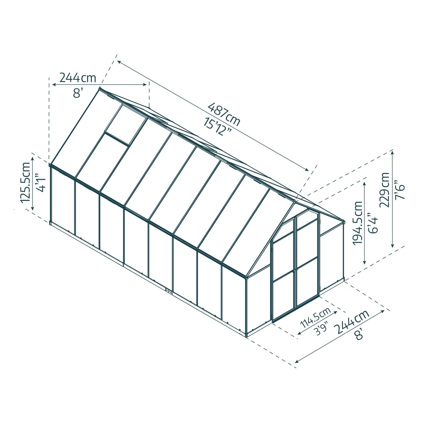 Palram - Canopia | Essence Greenhouse Kit - Silver With 4mm Twin-wall Polycarbonate Glazing - HG5812