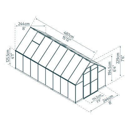 Palram - Canopia | Essence Greenhouse Kit - Silver With 4mm Twin-wall Polycarbonate Glazing - HG5812