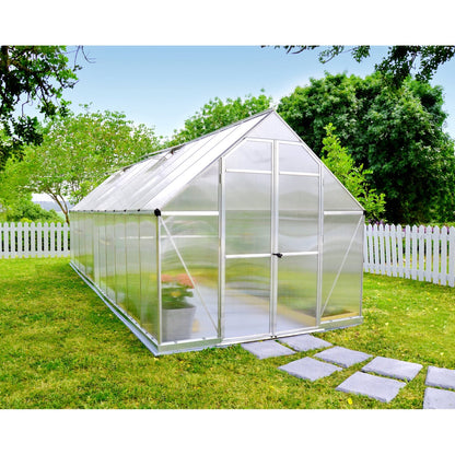 Palram - Canopia | Essence Greenhouse Kit - Silver With 4mm Twin-wall Polycarbonate Glazing - HG5812