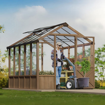 Palram - Canopia | Natura 8 ft Series - Cedar Wood Greenhouse Kit - HG5704
