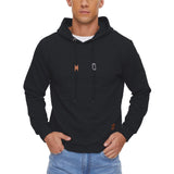 Black Drawstring Mens Hooded Long Sleeve Sweatshirt