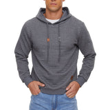 Grey Drawstring Mens  Long Sleeve Hooded Sweatshirt