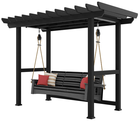 QW Amish Black Pergola Frame w/ Optional Heritage Sofa Swing - 162P-HSAP-D/S