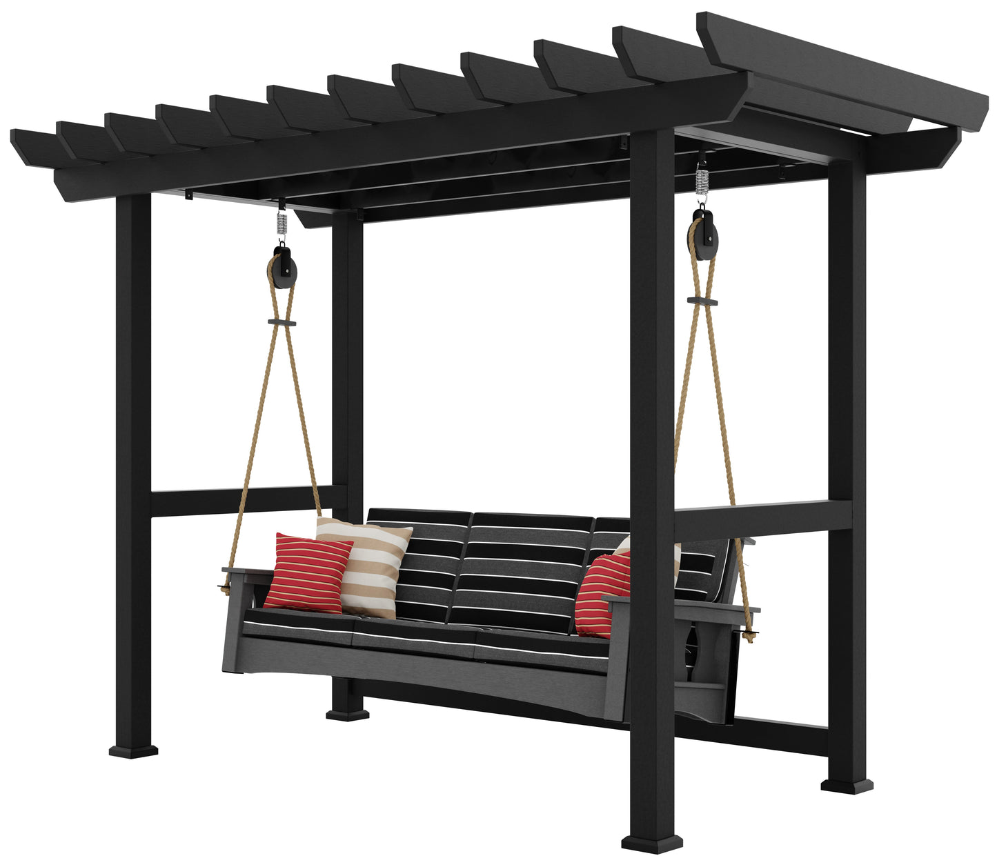 QW Amish Black Pergola Frame w/ Optional Heritage Sofa Swing - 162P-HSAP-D/S
