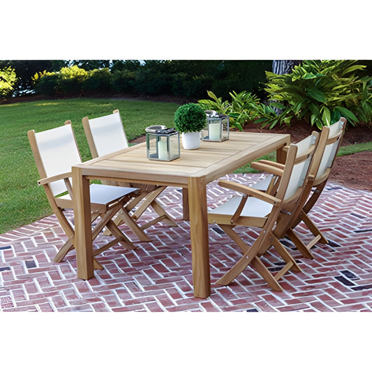 Royal Teak Collection Sailmate Folding Arm Chair-White Sling - SMCW