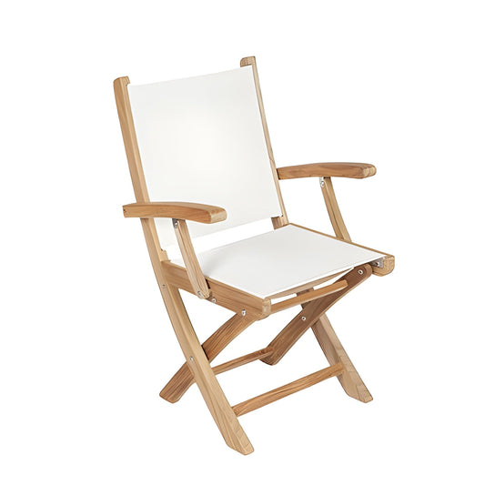 Royal Teak Collection Sailmate Folding Arm Chair-White Sling - SMCW