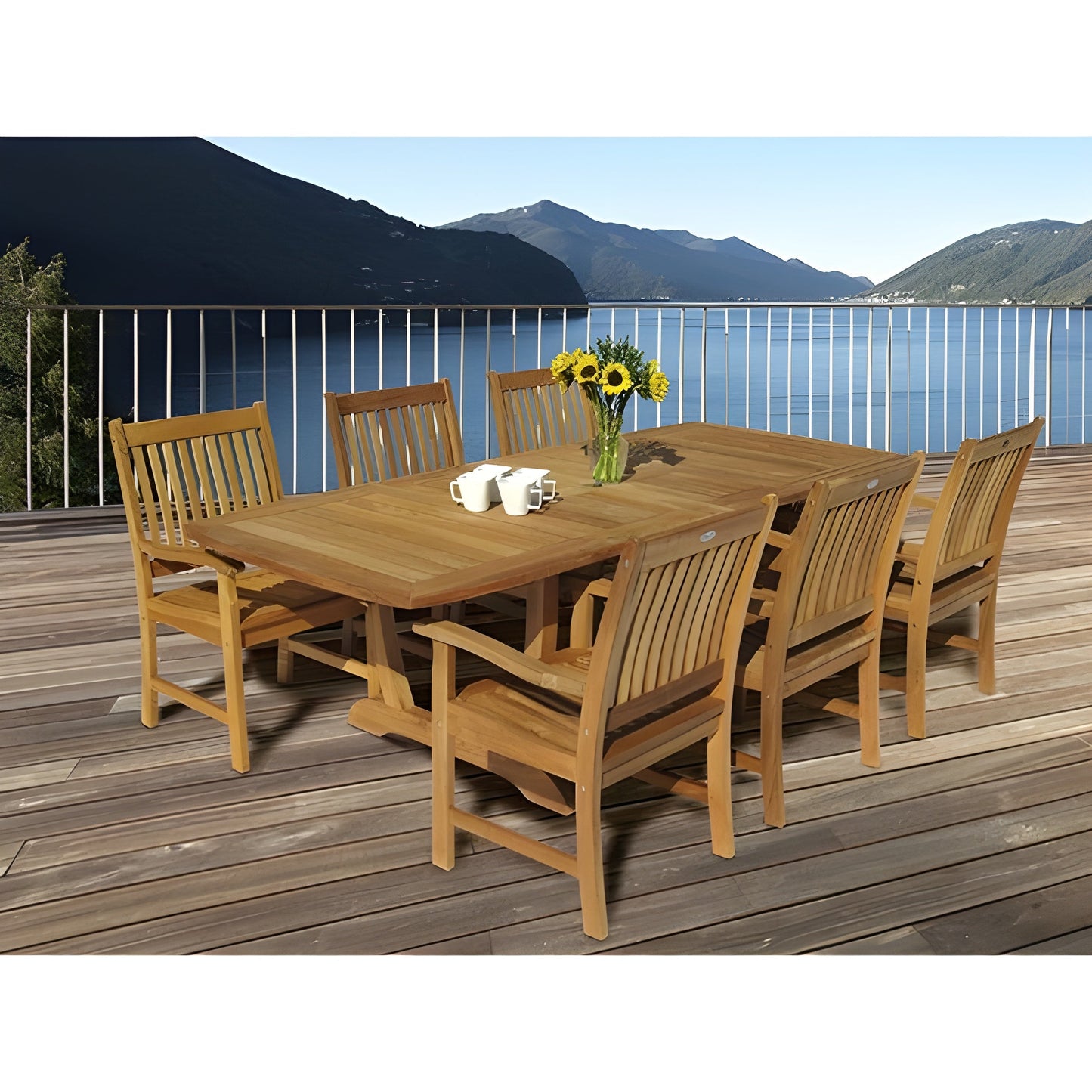 Royal Teak Collection Compass Teak Arm Chair - COMAC