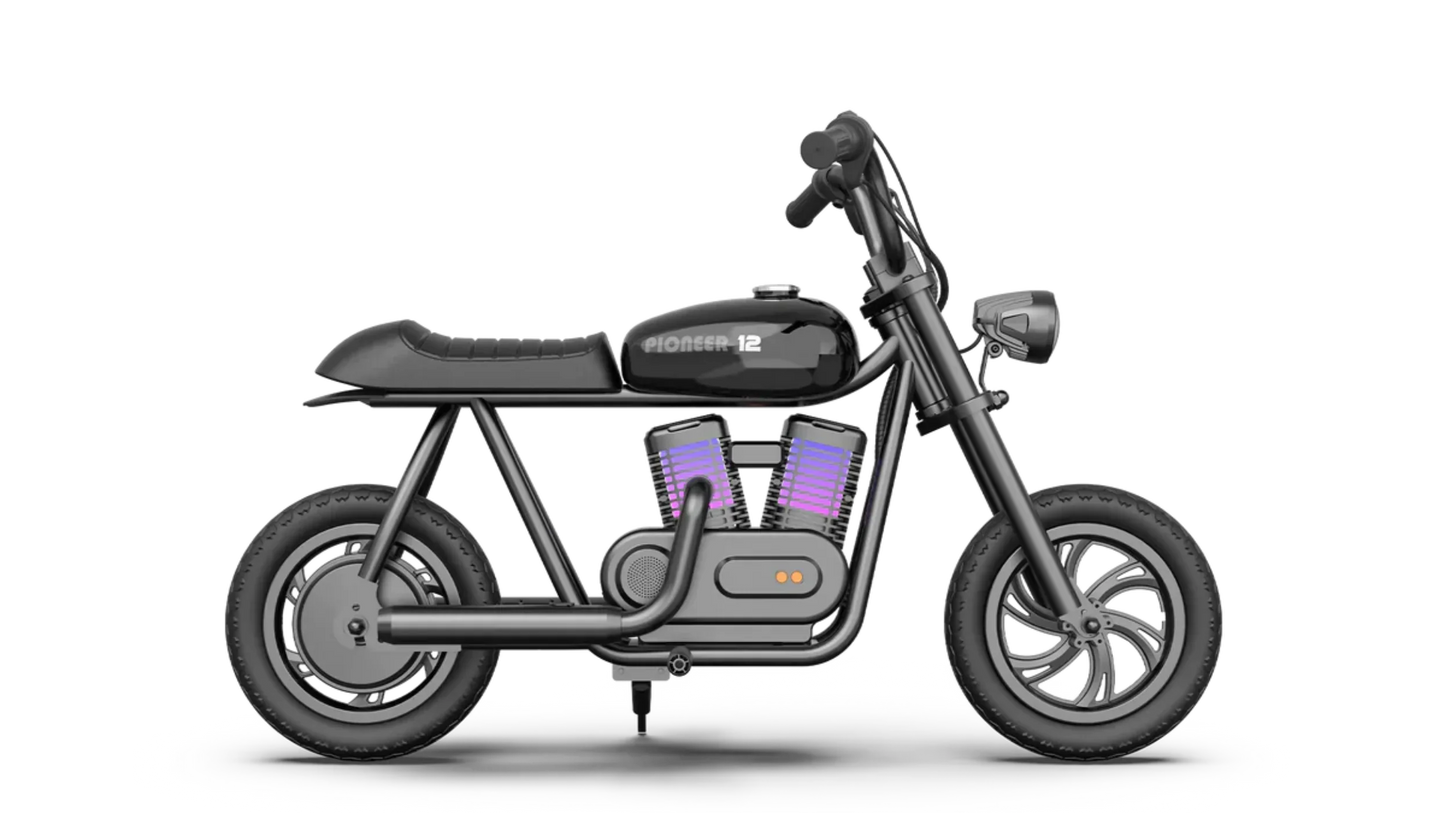 Hyper Gogo Pioneer 12 Plus Electric Kids Motorcycle Bluetooth Speaker 21.9V 160W 10 MPH 7.5 Miles EL-MB05P New - EL-MB05P-BLACK