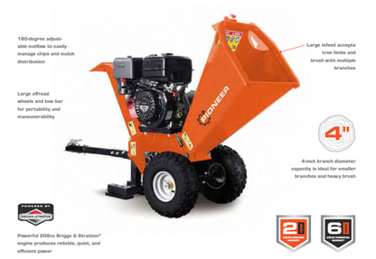 Pioneer 6-In. Gas Wood Chipper Shredder – Electric Start (G6420CH) - G6420CH