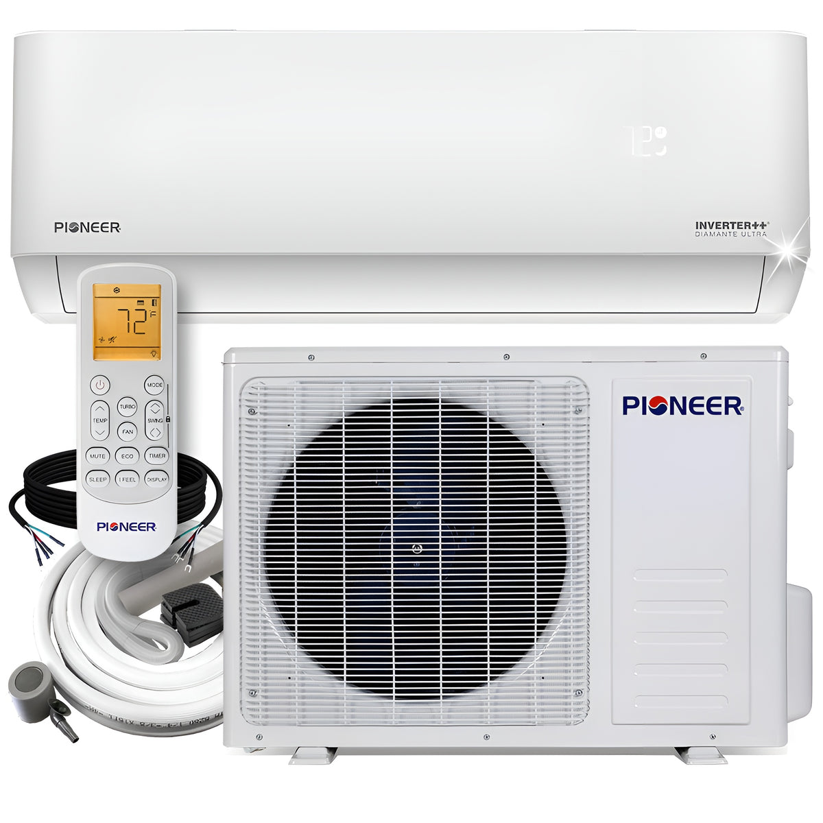 Pioneer Diamante Ultra 18,000 BTU 21.5 SEER Ductless Mini Split Inverter++ with 16 ft. Kits - WYT018GLFI22RL