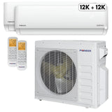 Pioneer Mini Split 24,000 BTU 2 Zone Ductless Air Conditioner and Heat Pump - WYT030GLHI22M3-12W-12W