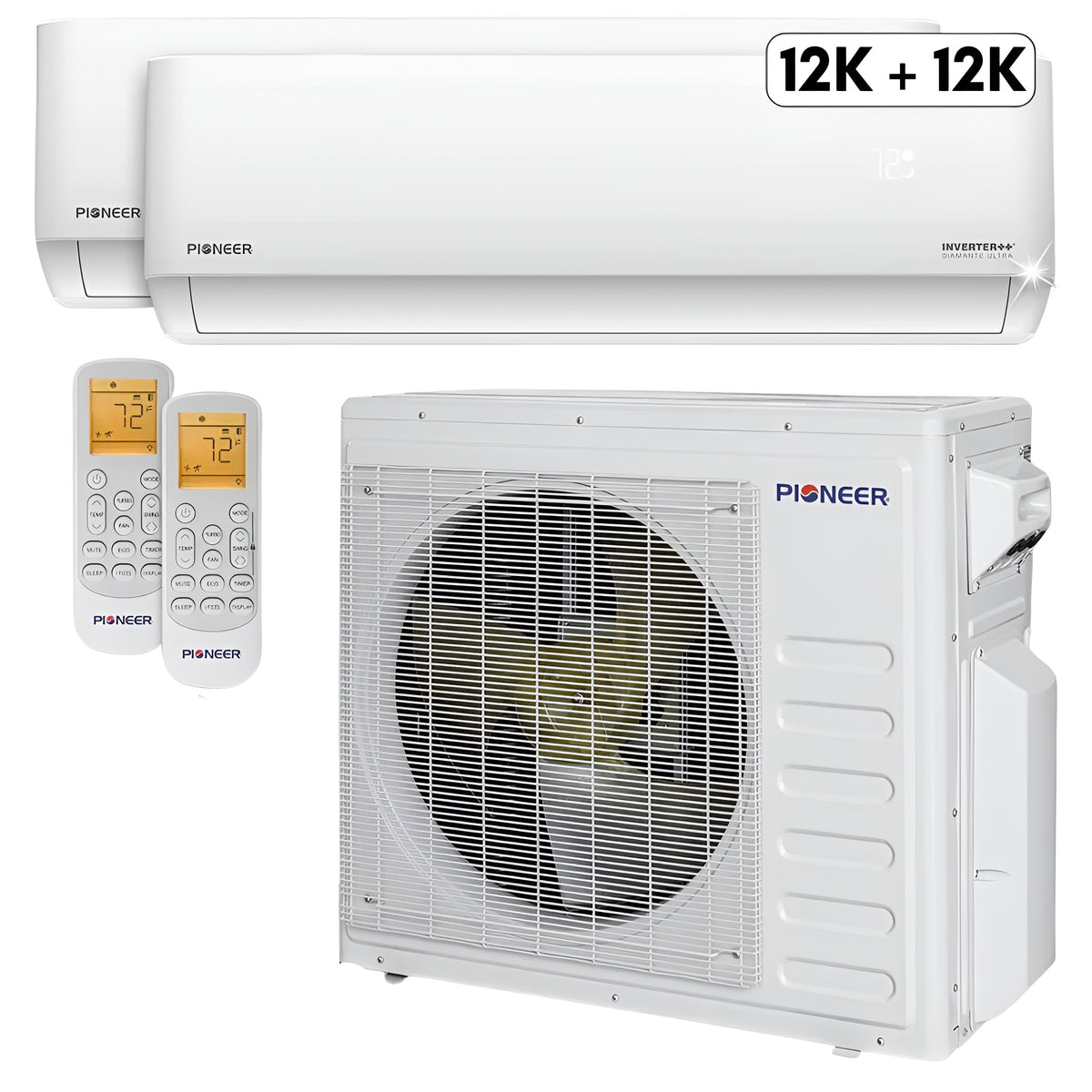 Pioneer Mini Split 24,000 BTU 2 Zone Ductless Air Conditioner and Heat Pump - WYT030GLHI22M3-12W-12W