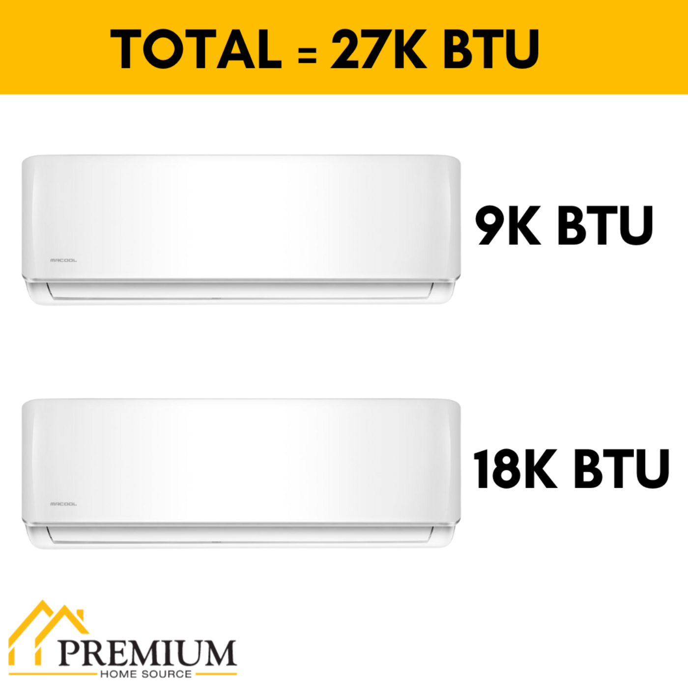 Pioneer Mini Split 27,000 BTU 2 Zone Ductless Air Conditioner and Heat Pump with 16 ft. Kits - WYT030GLHI22M3-18W-9W-16