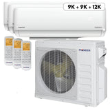 Pioneer Mini Split 30,000 BTU 3 Zone Ductless Air Conditioner and Heat Pump - WYT040GLHI22M4-9W-9W-12W