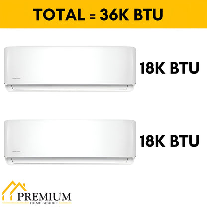 Pioneer Mini Split 36,000 BTU 2 Zone Ductless Air Conditioner and Heat Pump - WYT040GLHI22M4-18W-18W