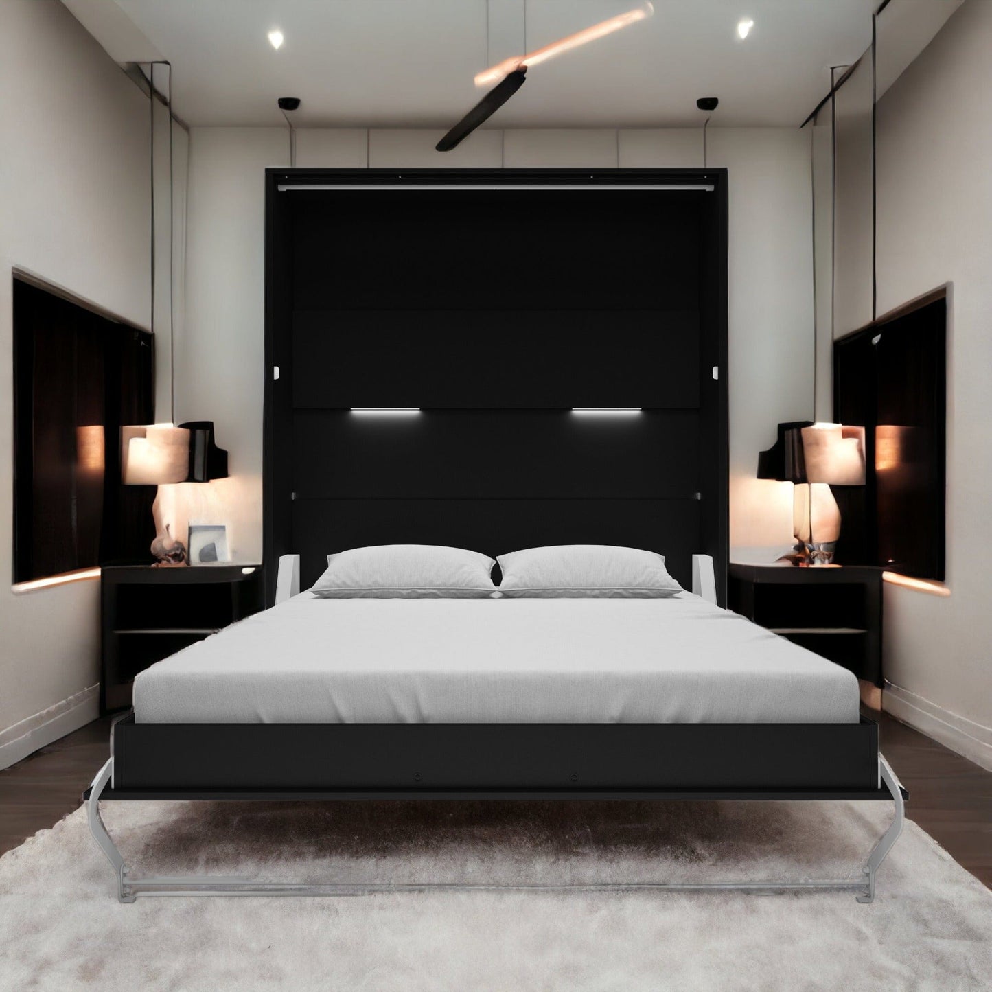 Maxima House Vertical European QUEEN size Murphy bed INVENTO, LED included - IN-14BL