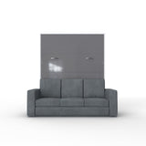 Maxima House Invento Queen Vertical Murphy Bed with a gray Sofa - IN014WG-G