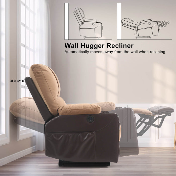 Power Recliner Chair With Nearly Lying Flat Recliner With Vibration Massage & Heating, 33.85" Width Not Lift