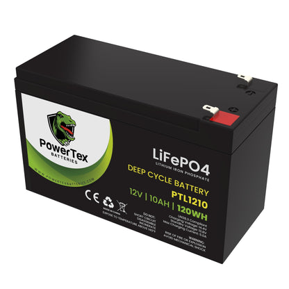 PowerTex Batteries 12V 10Ah LiFePO4 Lithium Iron Phosphate Battery