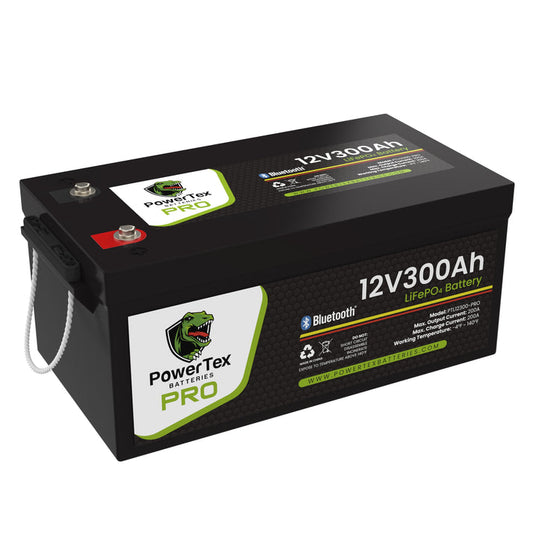 PowerTex Batteries PRO 12V 300Ah LiFePO4 Bluetooth Lithium Iron Phosphate Battery - PTL12300-PRO - Backyard Provider