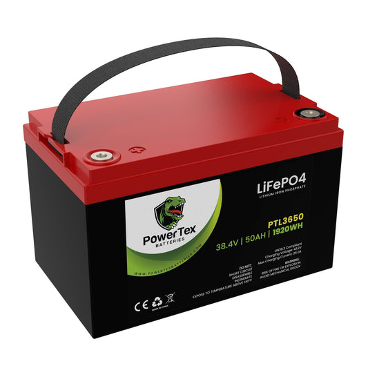 PowerTex Batteries 36V 50Ah LiFePO4 Lithium Iron Phosphate Battery - PTL3650