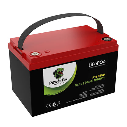 PowerTex Batteries 36V 50Ah LiFePO4 Lithium Iron Phosphate Battery - PTL3650