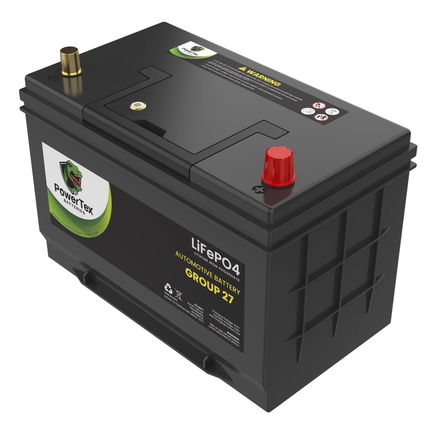 PowerTex Batteries BCI Group 27 / 27M Lithium LiFePO4 Automotive & Marine Battery - PTLG27
