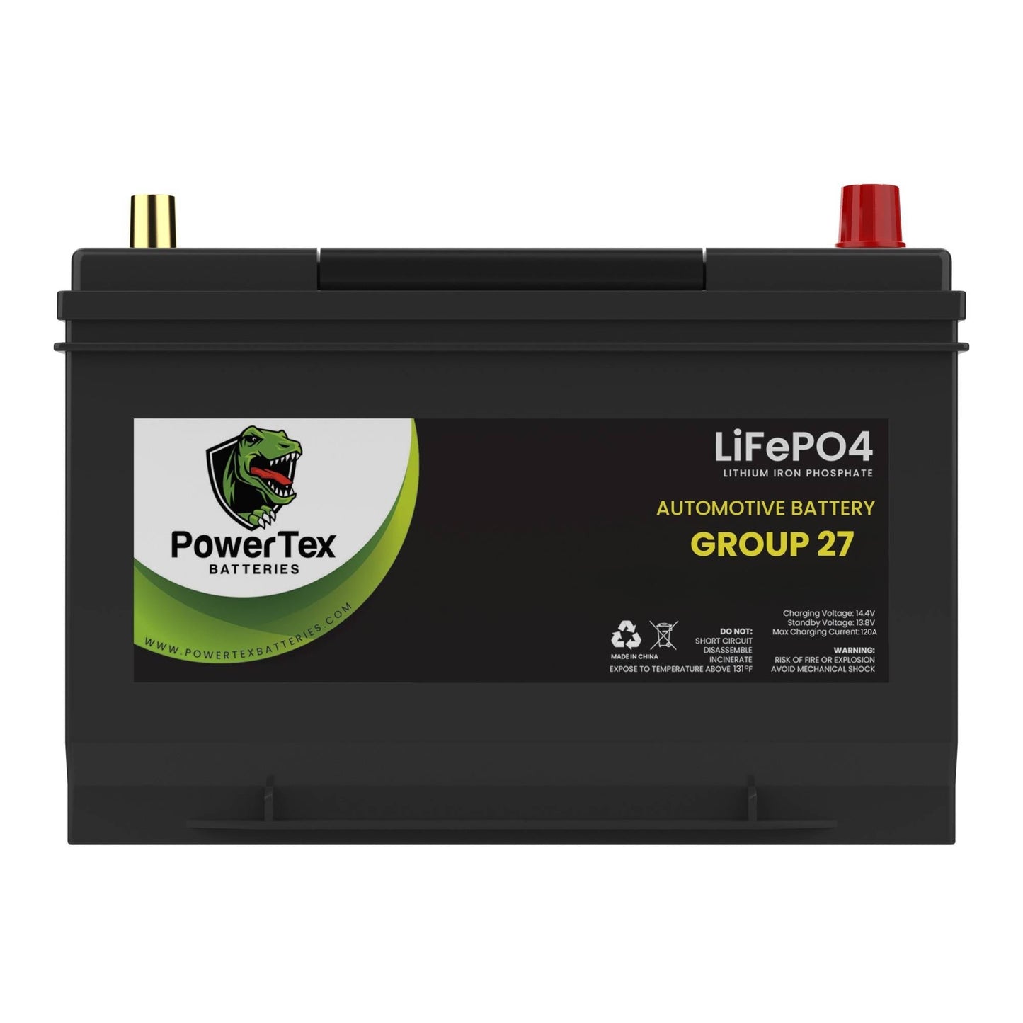 PowerTex Batteries BCI Group 27 / 27M Lithium LiFePO4 Automotive & Marine Battery - PTLG27
