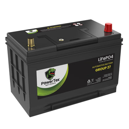 PowerTex Batteries BCI Group 27 / 27M Lithium LiFePO4 Automotive & Marine Battery - PTLG27