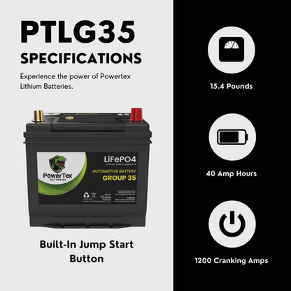 PowerTex 2015 Nissan Frontier Car Battery BCI Group 35 / Q85 Lithium LiFePO4 Automotive Battery  - PTLG35-270