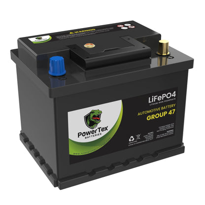 PowerTex 2010 Audi A5 Car Battery BCI Group 47 H5 Lithium LiFePO4 Replacement Automotive Battery - PTLG47-126