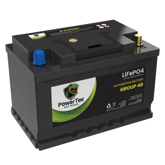 PowerTex 2023 Audi RS6 V8 4.0L Replacement Car Battery BCI Group 48 Lithium LiFePO4 Automotive Powertex Battery - PTLG48-051