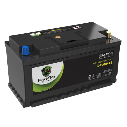 PowerTex 2024 Audi Q8 V6 3.0LReplacement Car Battery BCI Group 49 Lithium LiFePO4 Automotive Powertex Battery - PTLG49-0244