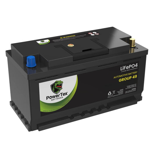 PowerTex 2024 Audi S8 V8 4.0LReplacement Car Battery BCI Group 49 Lithium LiFePO4 Automotive Powertex Battery - PTLG49-0249