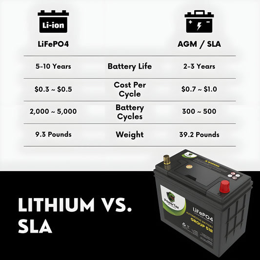 PowerTex 2020 Tesla Model Y Replacement Car Battery BCI Group 51R Lithium LiFePO4 Automotive Powertex Battery - PTLG51R-0-5