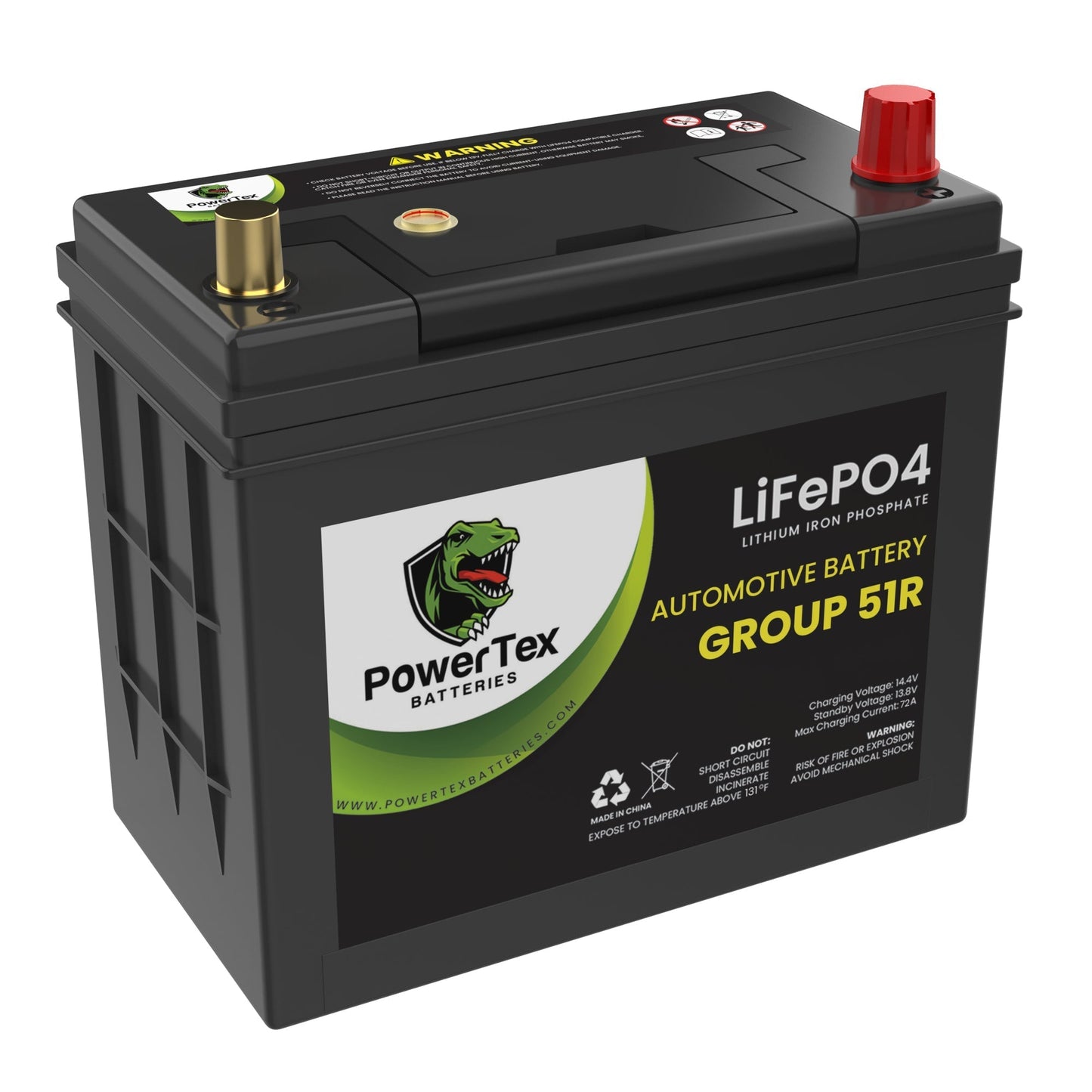 PowerTex 2012 Nissan Versa Car Battery BCI Group 51R Lithium LiFePO4 Replacement Automotive Battery - PTLG51R-149