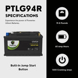 PowerTex 2024 Toyota GR Supra L6 3.0L Replacement Car Battery BCI Group 94R Lithium LiFePO4 Automotive Powertex Battery - PTLG94R-0357
