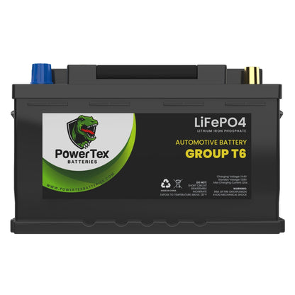 PowerTex Batteries BCI Group T6 / L2 Lithium LiFePO4 Automotive Battery - PTLGT6