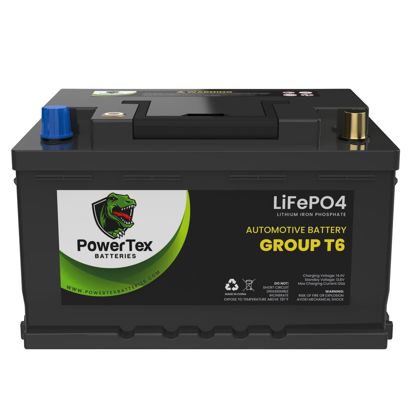 PowerTex Batteries BCI Group T6 / L2 Lithium LiFePO4 Automotive Battery - PTLGT6