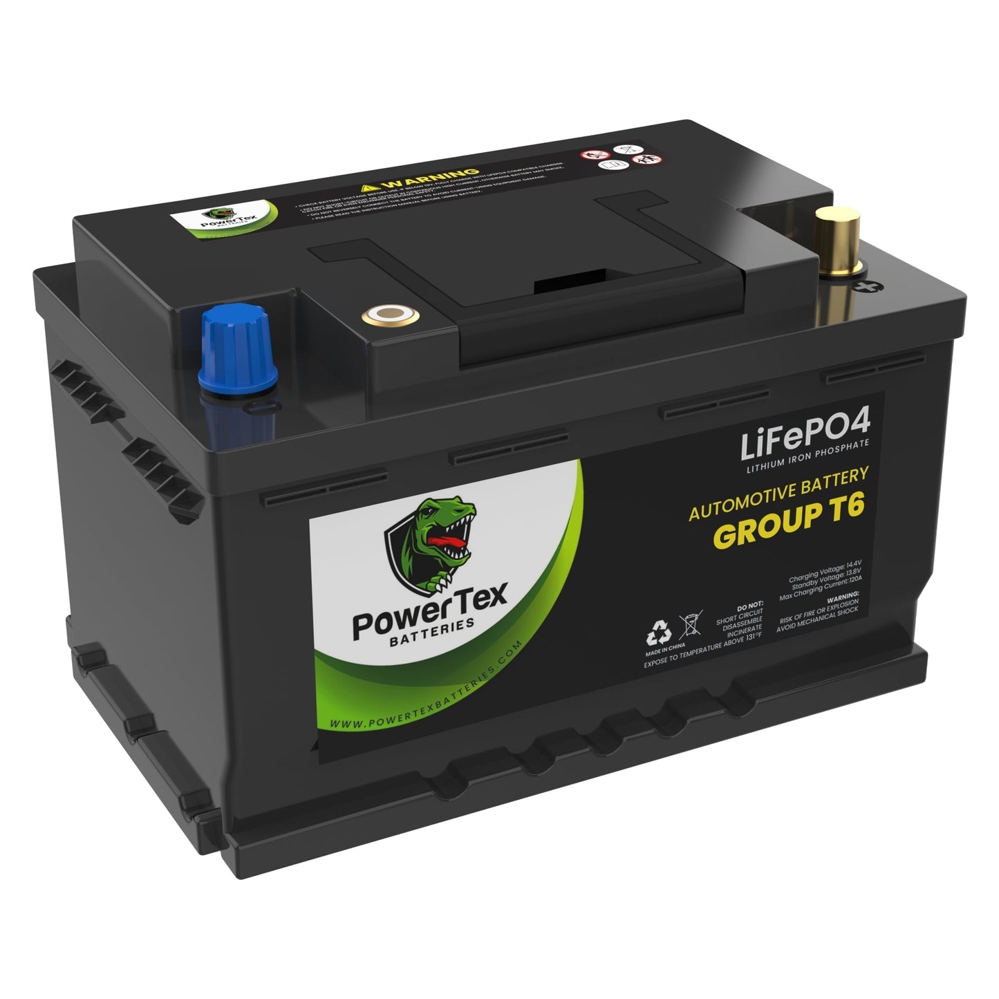 PowerTex Batteries BCI Group T6 / L2 Lithium LiFePO4 Automotive Battery - PTLGT6