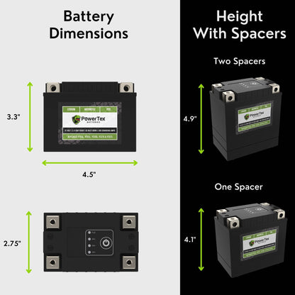 PowerTex Batteries YTZ8V LiFePO4 Lithium Iron Phosphate Motorcycle Battery