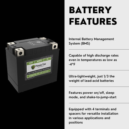 PowerTex Batteries YTZ7S LiFePO4 Lithium Iron Phosphate Motorcycle Battery